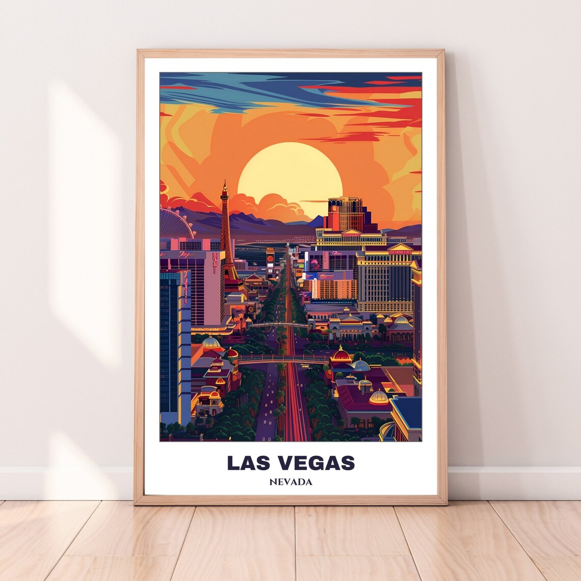 Las Vegas Strip Aerial Sunset Casinos Nevada Skyline Travel Poster - Image 4