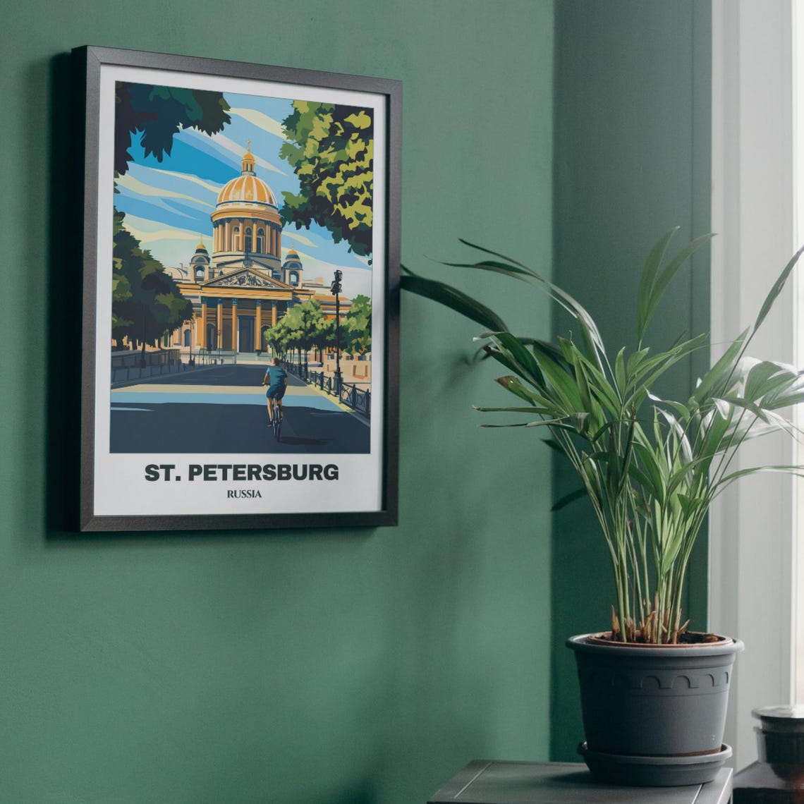 St. Petersburg St Isaac Cathedral Cyclist Avenue Summer Poster - Image 5