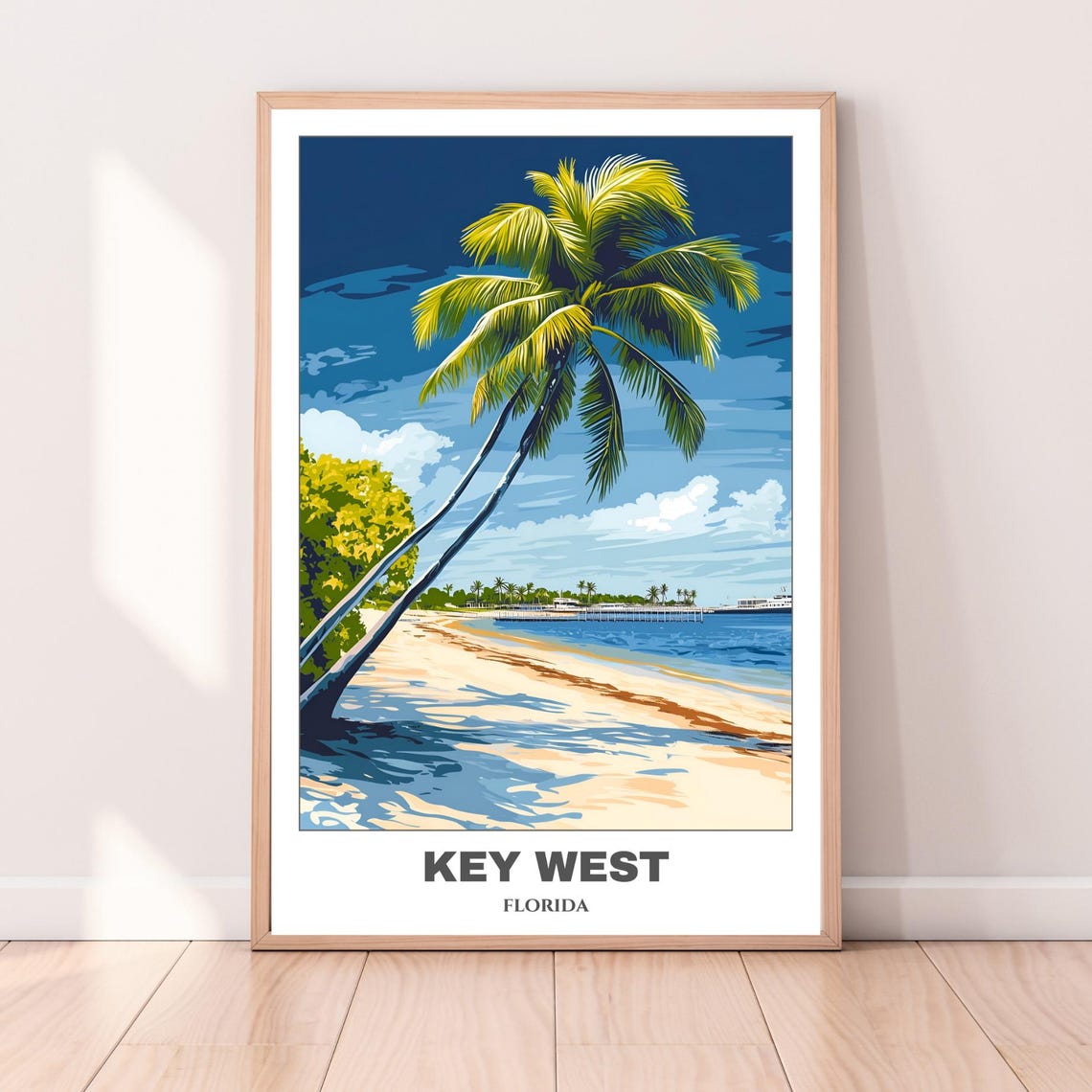 Key West Florida Beach Palm Trees Ocean View Vintage Travel Poster - Image 3