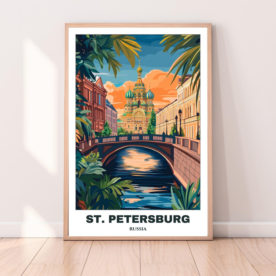 St. Petersburg Church of Spilled Blood Canal Bridge Sunset Poster - Image 3