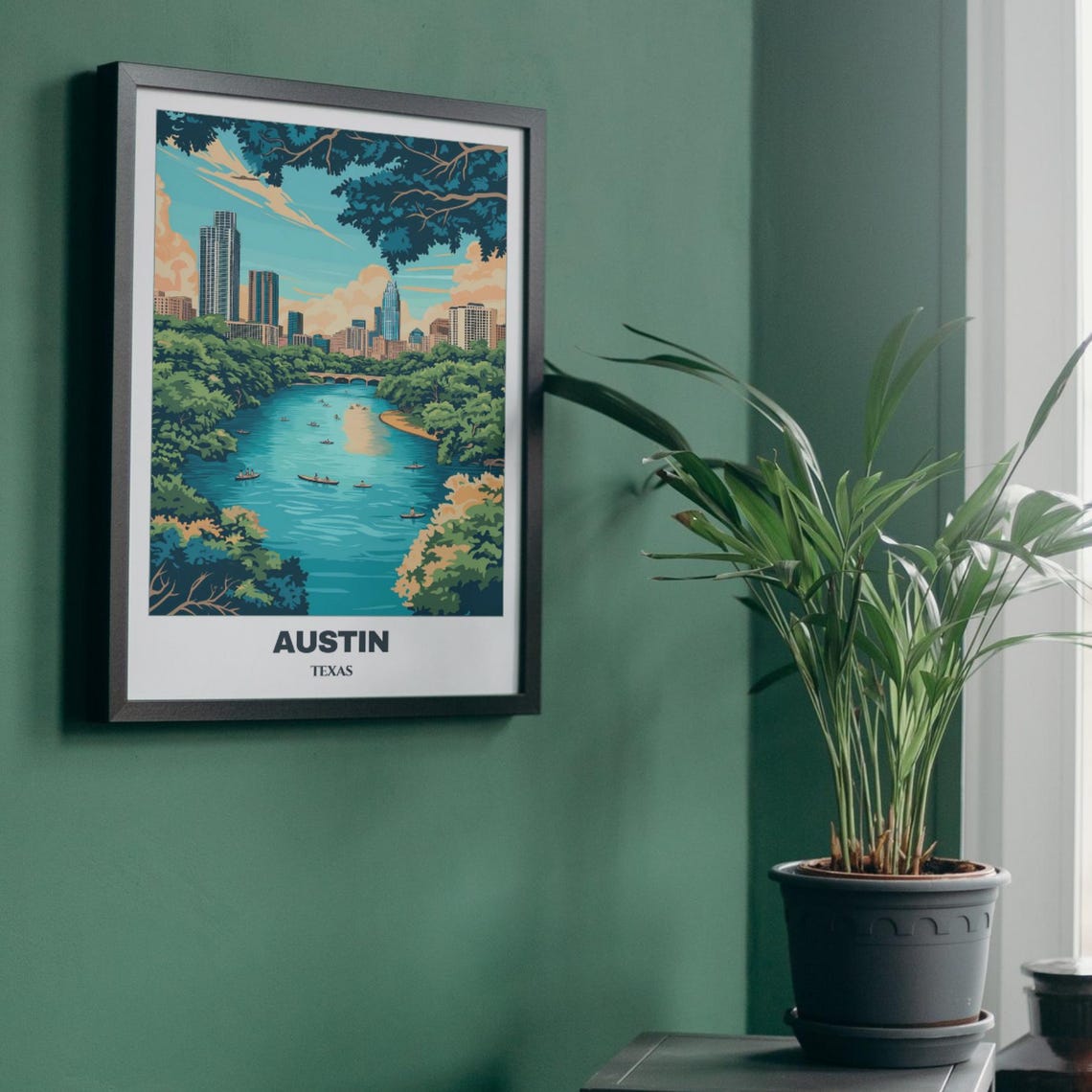 Austin Lady Bird Lake Kayakers Downtown Skyline Texas Poster - Image 5
