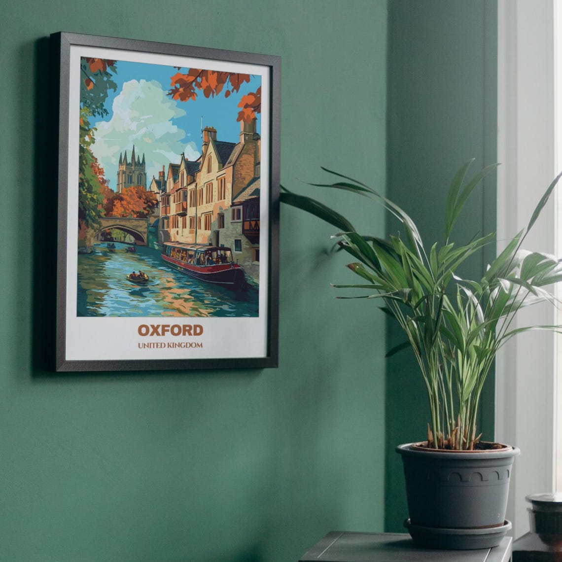 Oxford Travel Poster United Kingdom Travel Poster Citycape Painting Wall Art Oxford Home Decor Oxford Trip Print - Image 4
