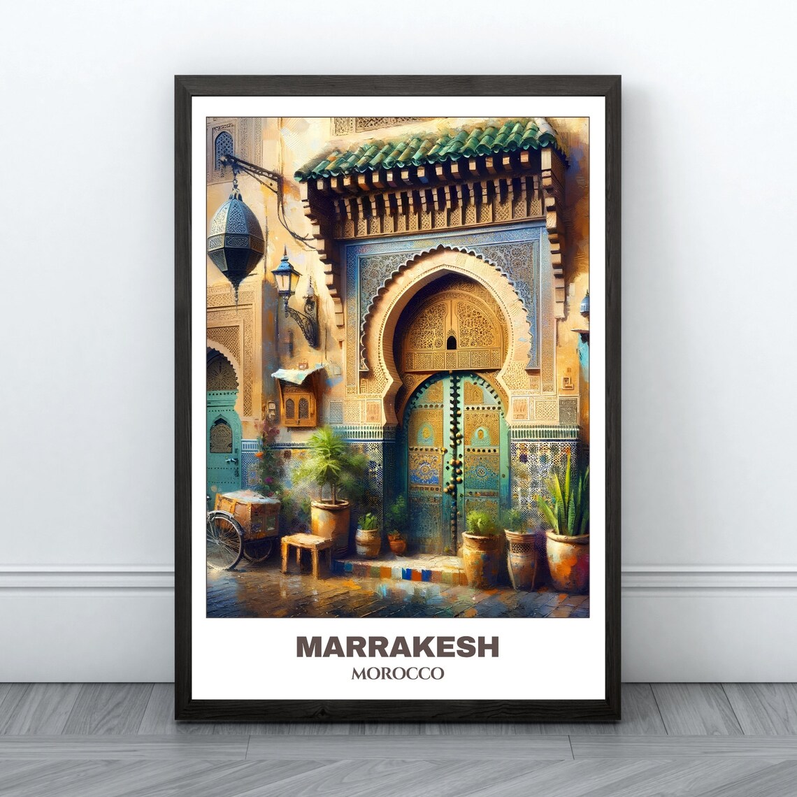 Marrakesh Moroccan Doorway Watercolor Old Town Morocco Travel Poster