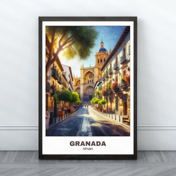 Granada Travel Poster, Spain Cityscape Art Print