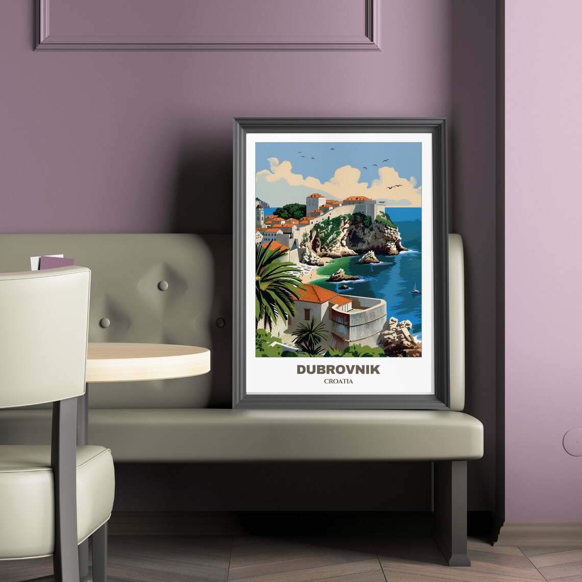 Dubrovnik Croatia Cliff Fortress Turquoise Cove Travel Poster - Image 2