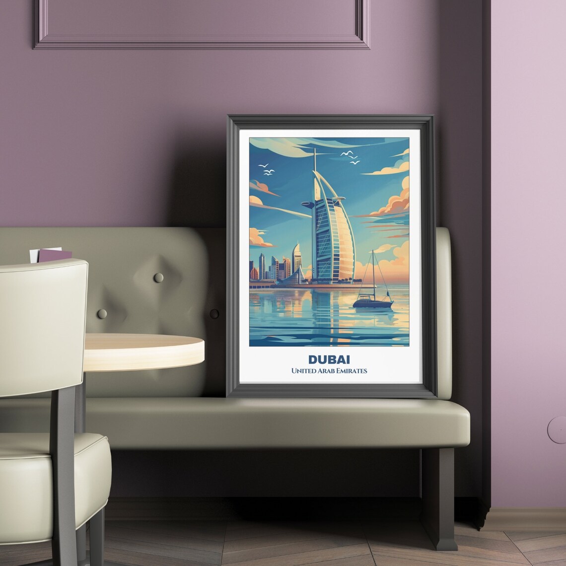 Dubai Burj Al Arab Sail Hotel Waterfront Skyline Travel Poster - Image 2