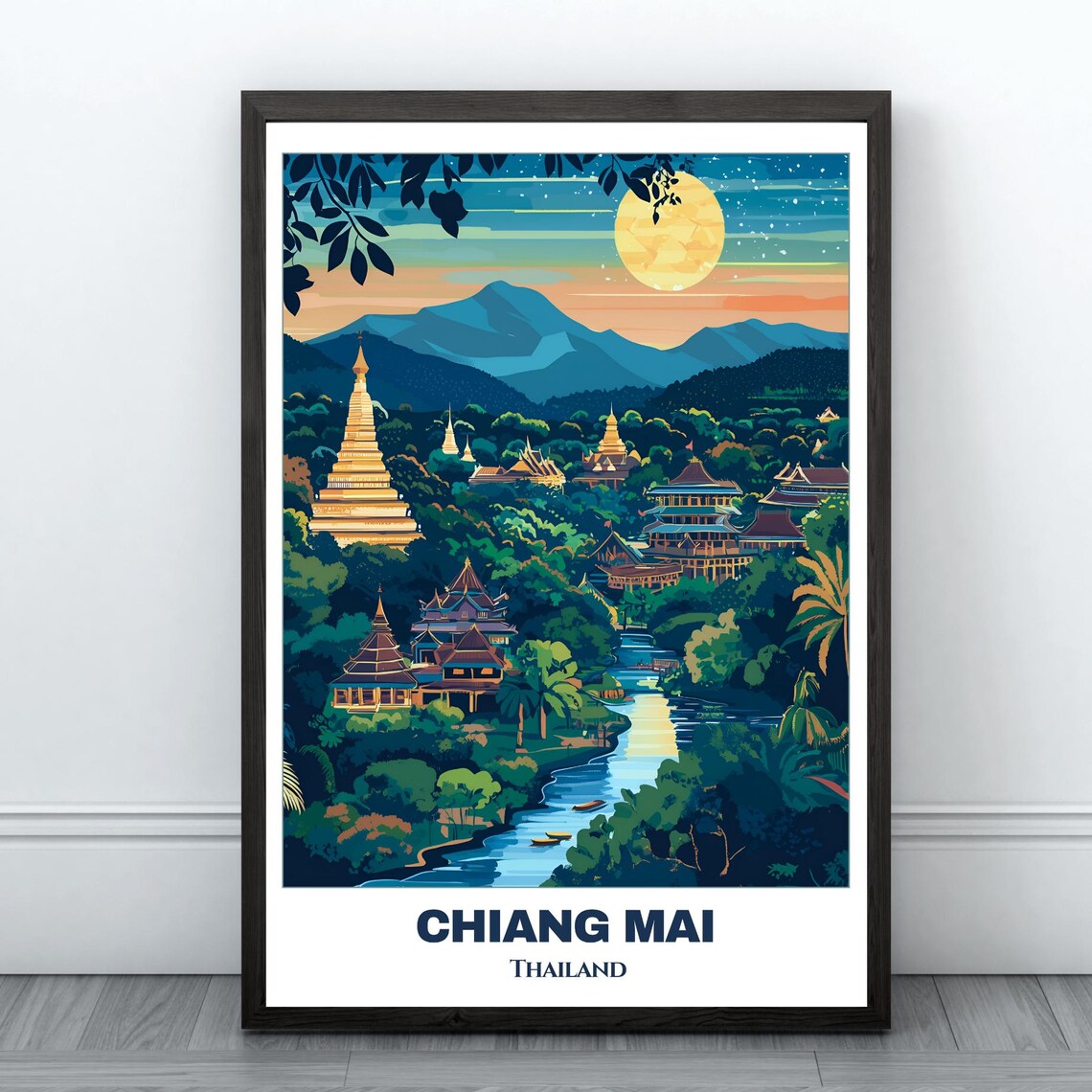 Chiang Mai Travel Poster, Thailand Painting Art Print