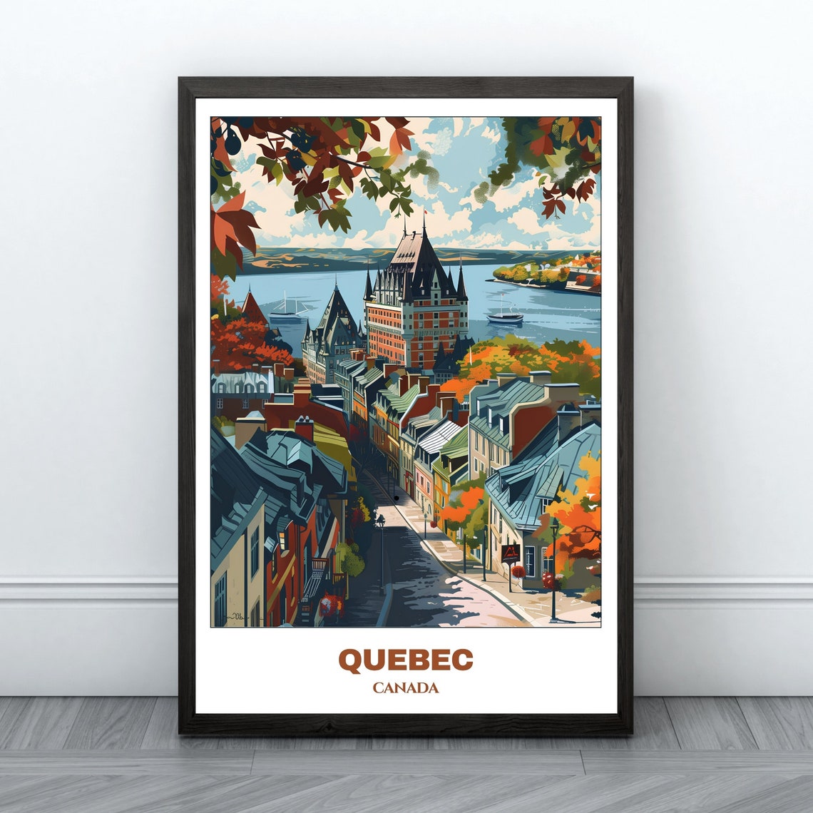 Quebec Canada Autumn Old Town Chateau Frontenac River View Poster
