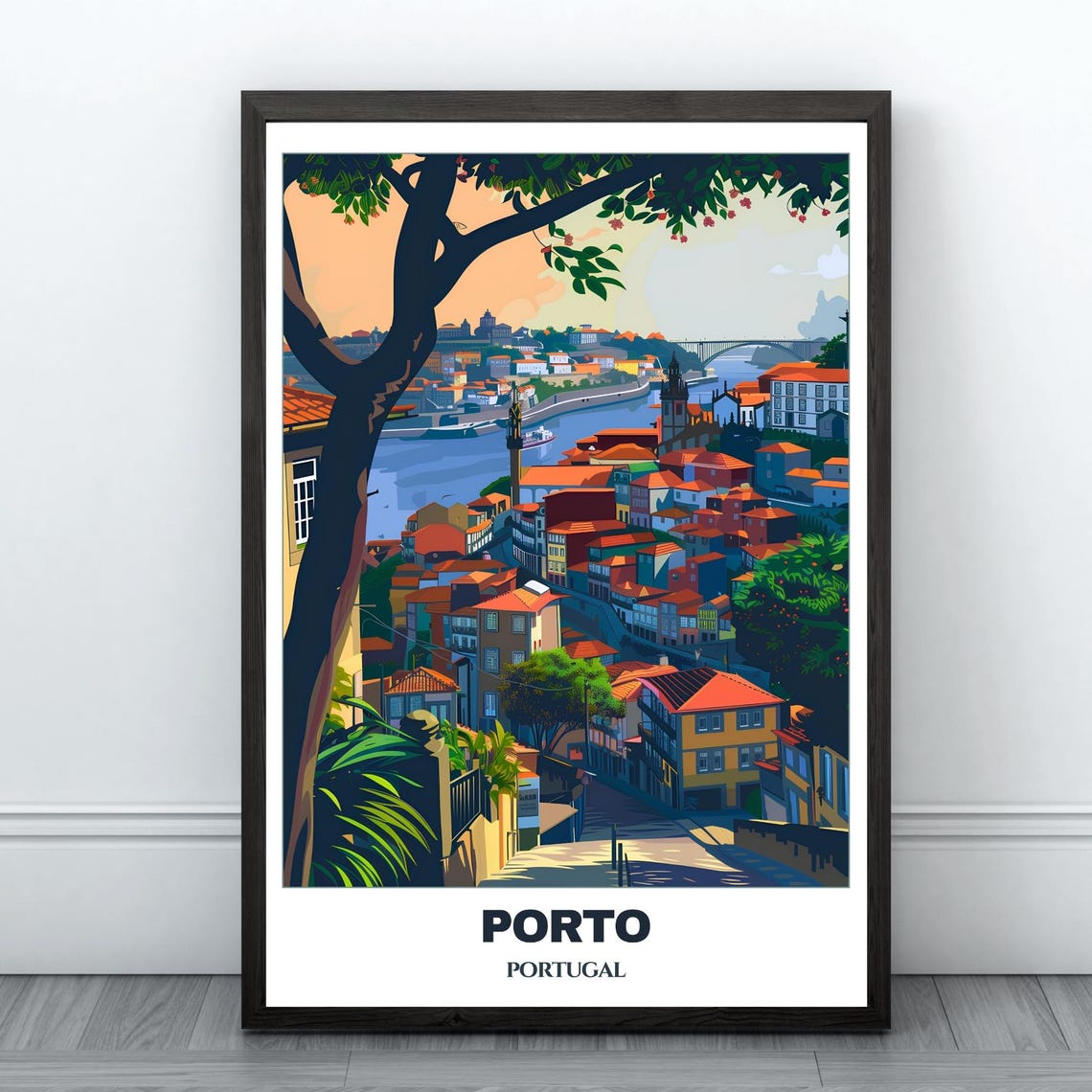 Porto Travel Poster Portugal Travel Poster Citycape Painting Print Wall Art Porto Home Decor Portugal Trip Print