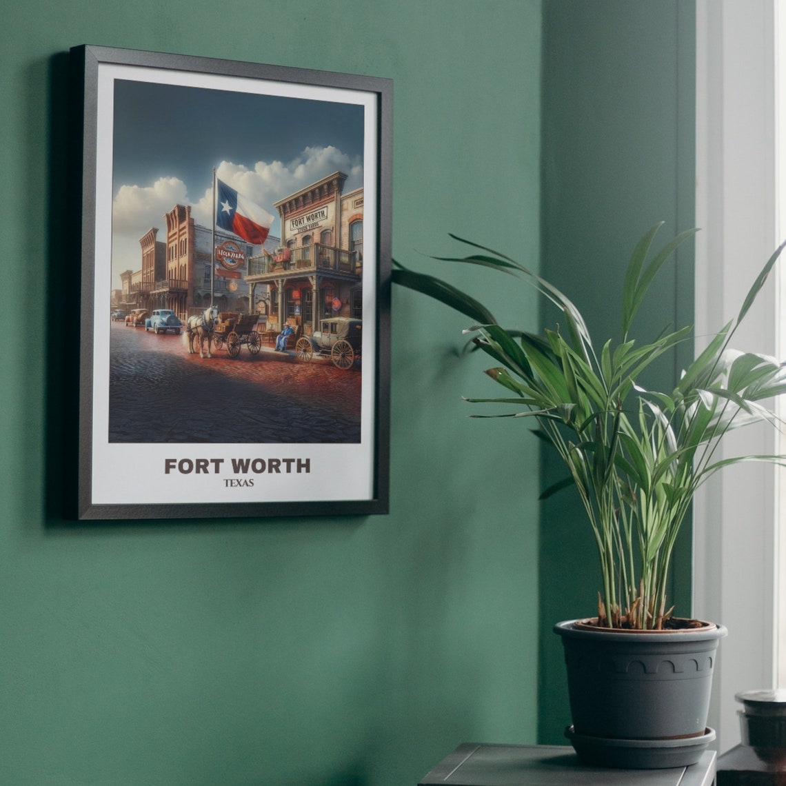 Fort Worth Travel Poster Texas Travel Poster Fort Worth City Painting Cityscape Travel Wall Art Room Decor Western Print - Image 5