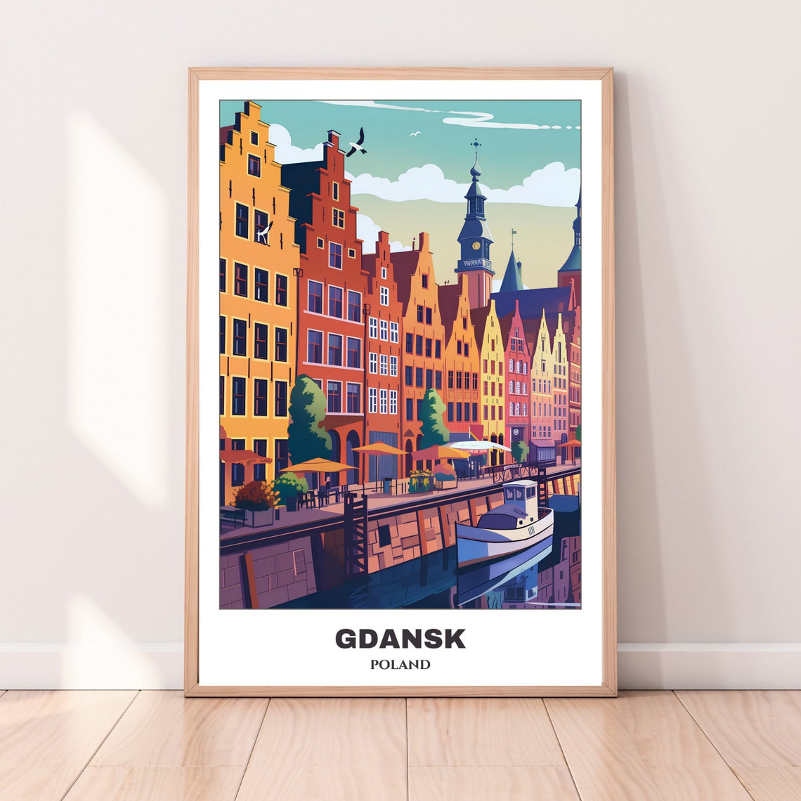 Gdansk Riverside Embankment Historic Houses Boat Summer Poster - Image 4