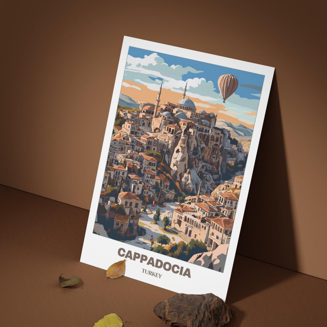 Cappadocia Turkey Hot Air Balloon Cave Town Vintage Travel Poster - Image 5