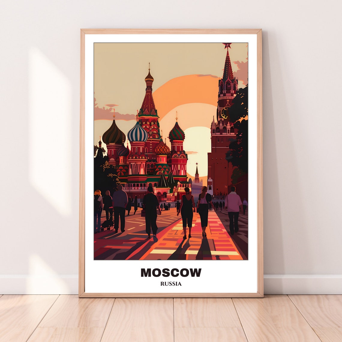 Moscow Russia Saint Basil Cathedral Red Square Sunset Travel Poster - Image 4