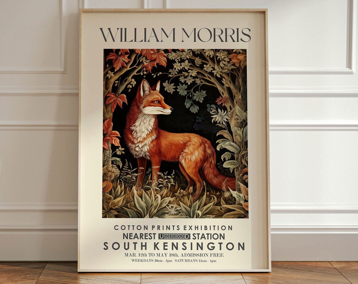 William Morris Fox Tapestry Style South Kensington Exhibition Poster
