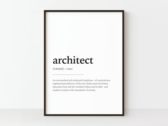 Architect Dictionary Definition Funny Minimalist Typography Poster