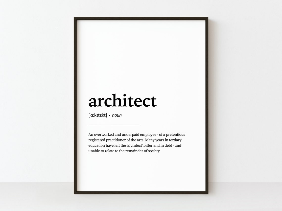 Architect Dictionary Definition Funny Minimalist Typography Poster