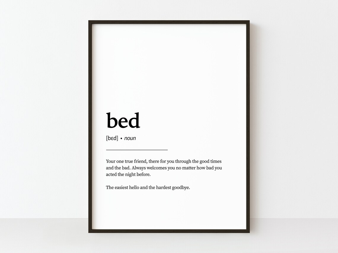 Bed Definition Quote Art Print, Bedroom Decor