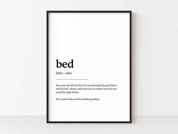 Bed Definition Quote Art Print, Bedroom Decor