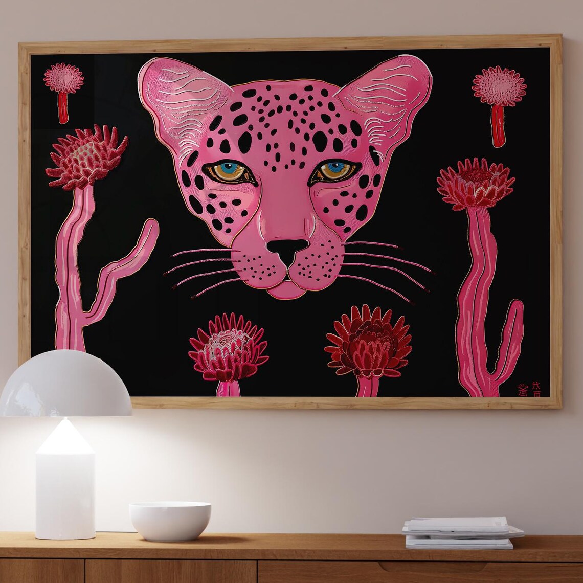 Hot Pink Leopard Print Funky Maximalist Animal Art