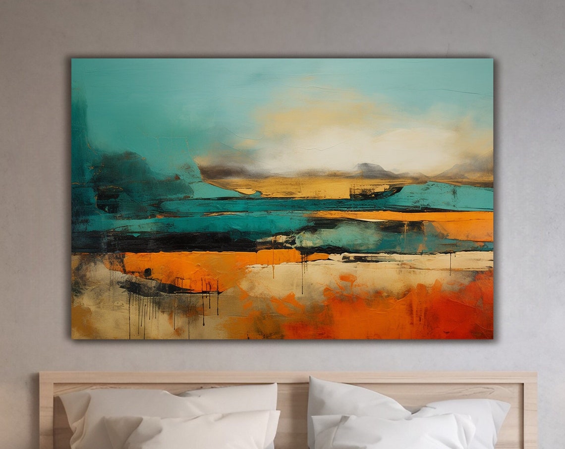 Abstract Wall Art Nature Inspired Print Bold Beautiful Orange And Teal Poster Home Decor Modern Art Home Office Decor Statement Piece