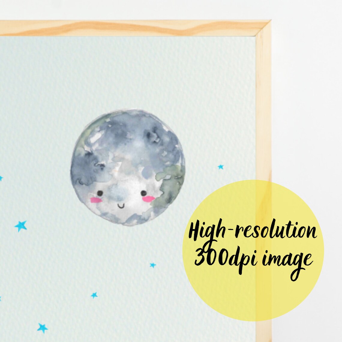 Moon Nursery Decor, Stars and Clouds Art Print - Image 4