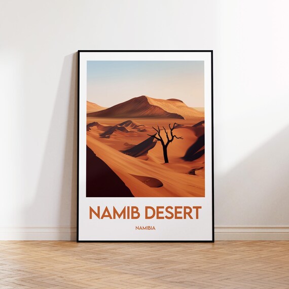 Namib Desert Red Sand Dunes Dead Tree Namibia Travel Art Poster
