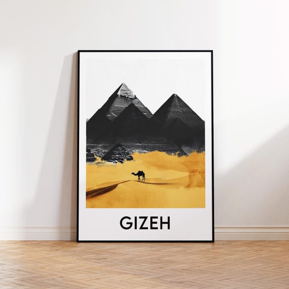 Giza Poster Pyramid Of Art Print Egypt Customizable Vintage Travel Gift