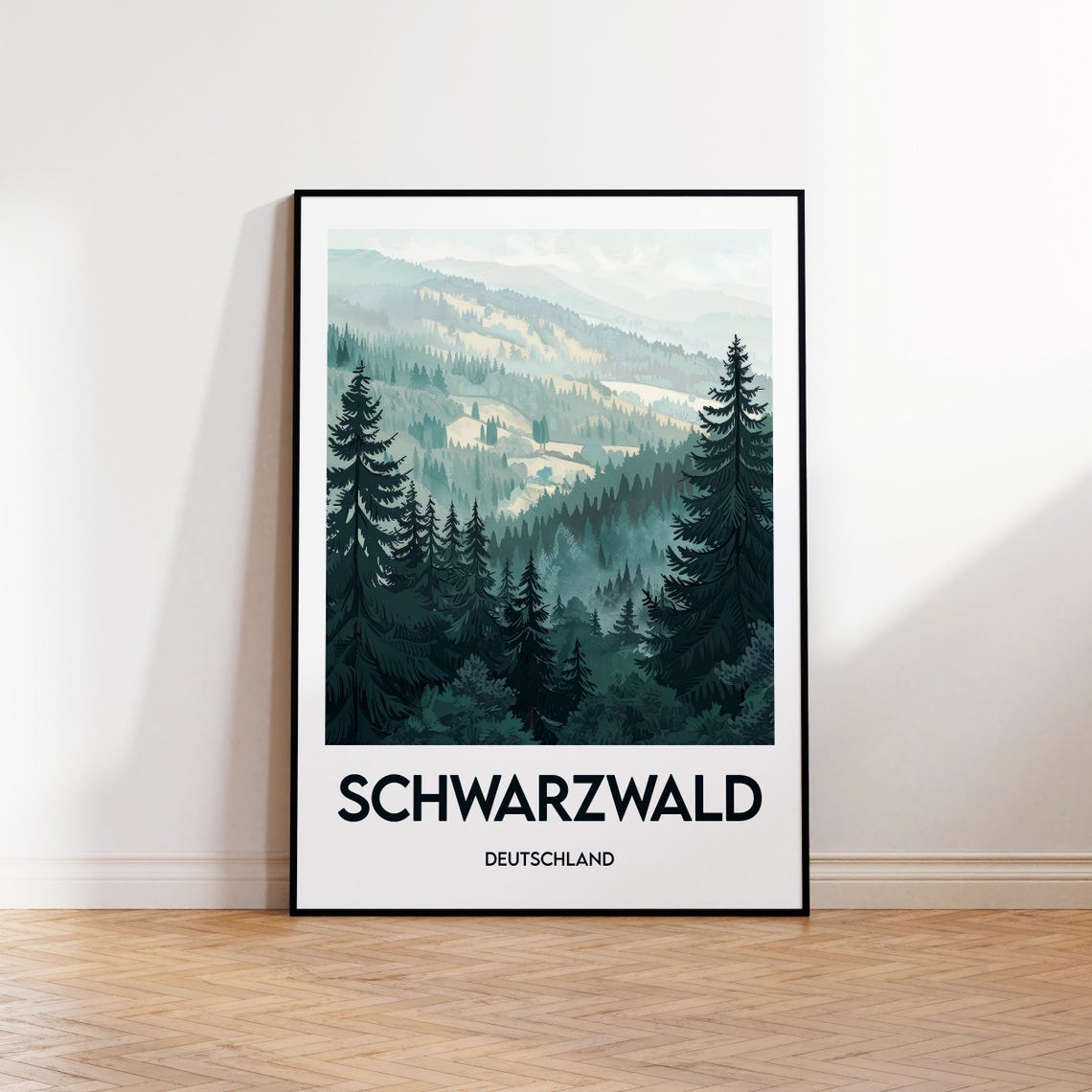 Schwarzwald Deutschland Misty Black Forest Pines Travel Poster