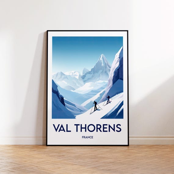 Val Thorens Poster Print Illustration Gift Vintage Travel Ski Resort