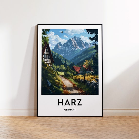 Harz Mountains Retro Travel Poster, Germany
