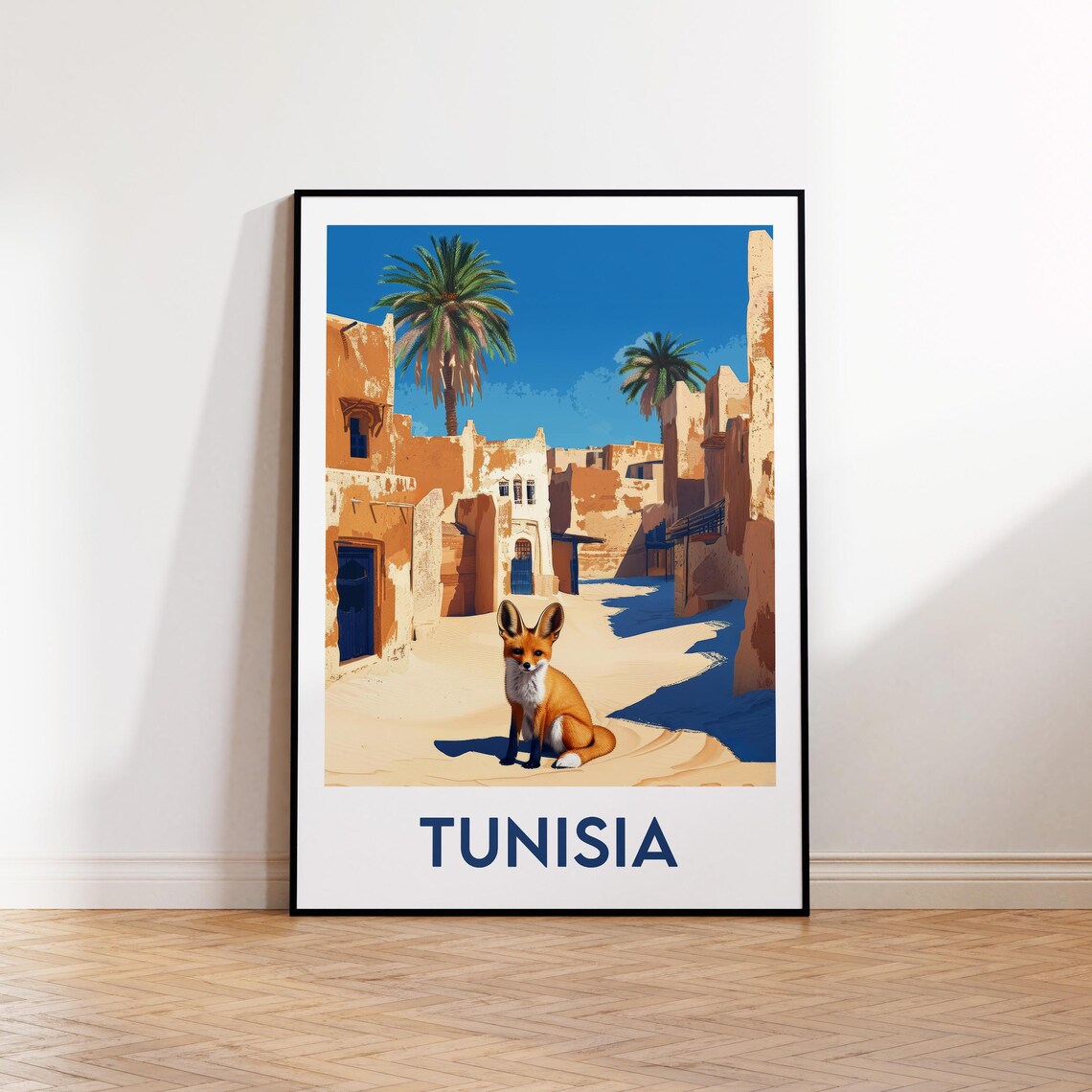 Tunisia Fennec Fox Desert Old Town Ancient Scenic Travel Poster