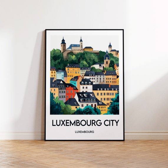 Luxembourg City Poster Luxemburg Art Print Illustration Vintage Travel