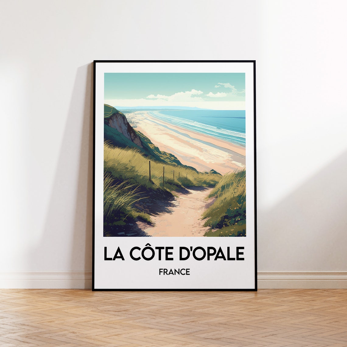 La Cote d Opale France Sandy Beach And White Cliffs Travel Poster