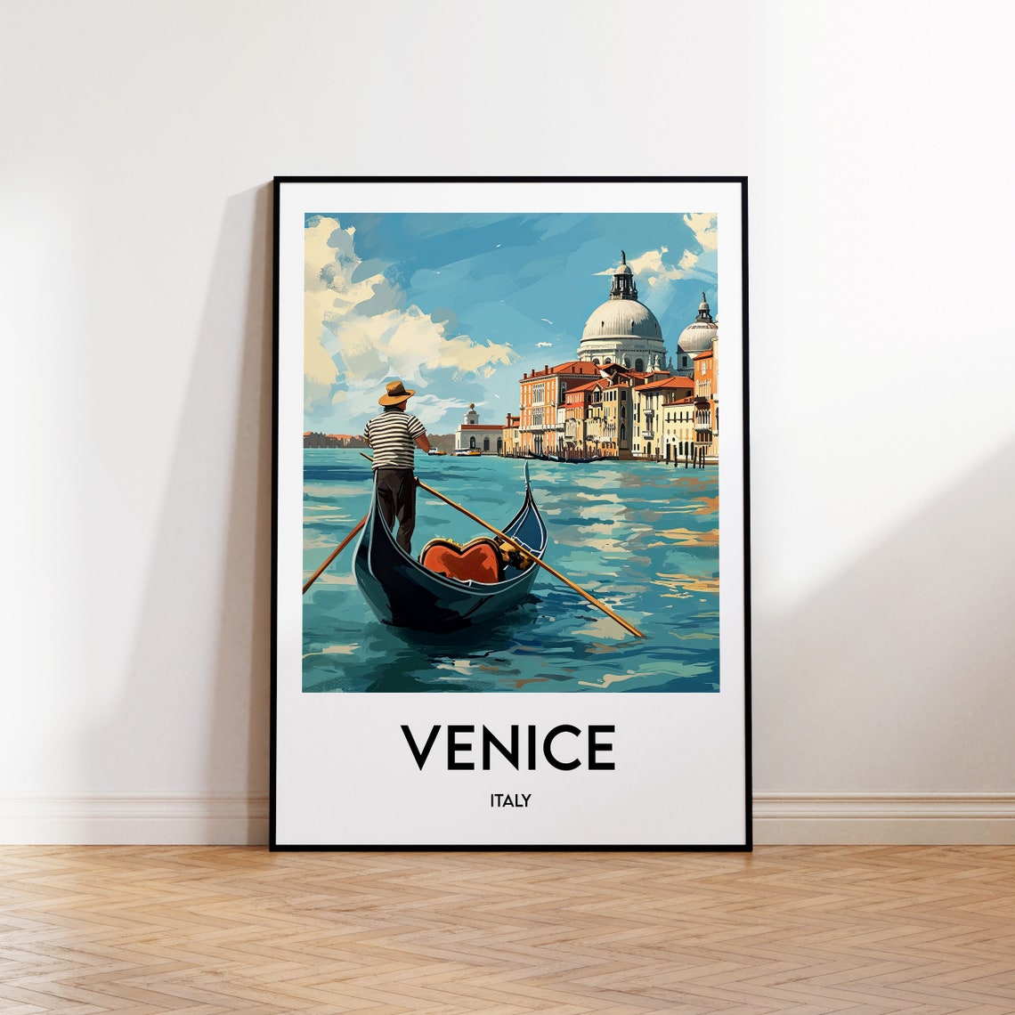 Venice Italy Gondola Basilica Grand Canal Classic Travel Poster