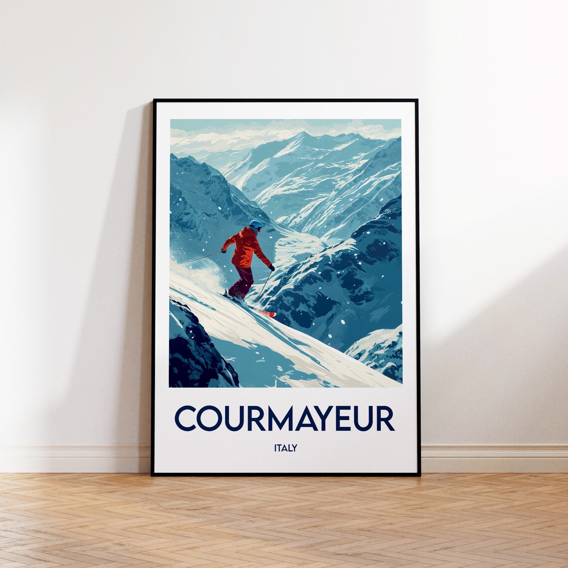 Courmayeur Travel Poster, Ski Resort Italy Art Print
