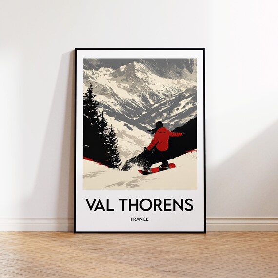 Val Thorens France Alpine Ski Resort Snowboard Travel Poster