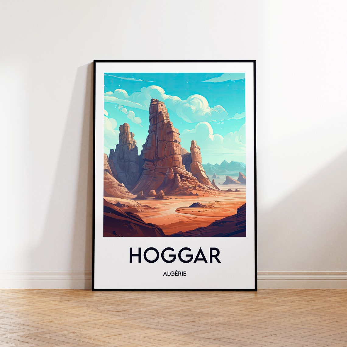 Hoggar Algeria Saharan Desert Mountain Vintage Travel Poster