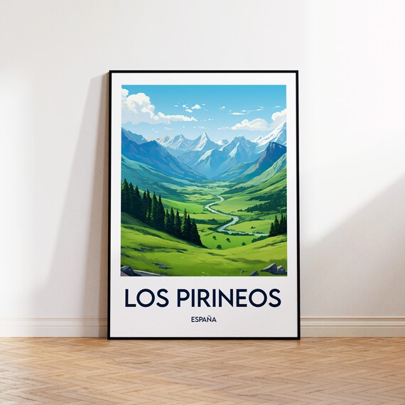 Los Pirineos Vintage Travel Poster, Spain Print