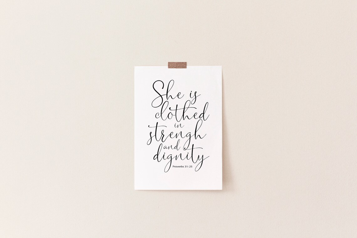 Proverbs 31:25 Bible Verse Typography Quote - Image 2