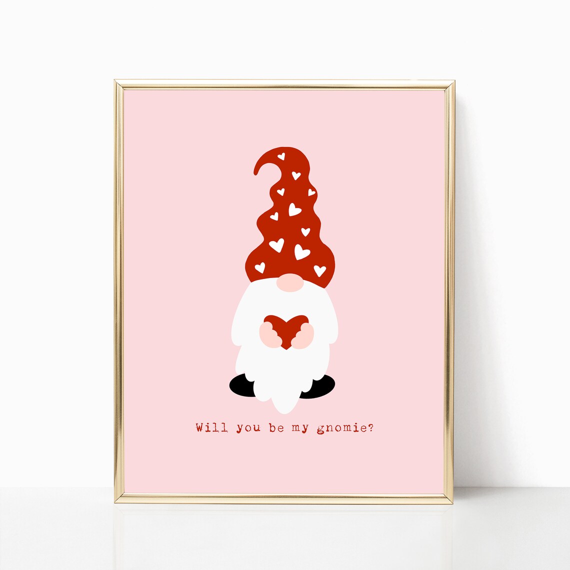 Will You Be My Gnomie Valentine Gnome Pink Heart Wall Decor Poster