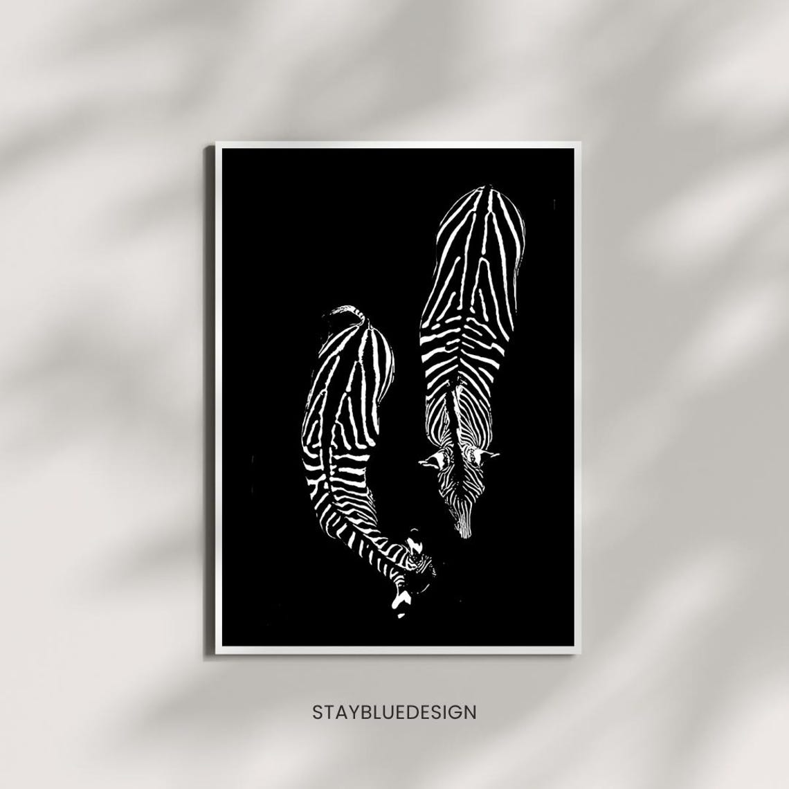 Black White Zebra Stripes Aerial Minimalist Safari Art Poster