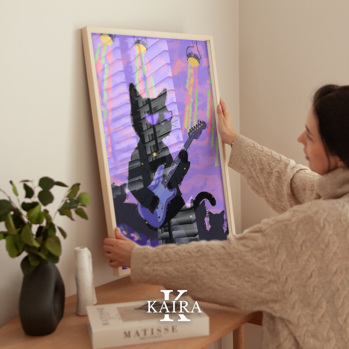 Rockstar Black Cat In Sunglasses Playing Electric Guitar On Stage Poster - Image 3