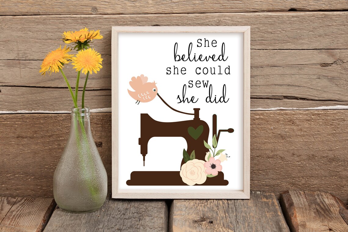 She Believed She Could Sew Art Print, Sewing Room Decor - Image 2