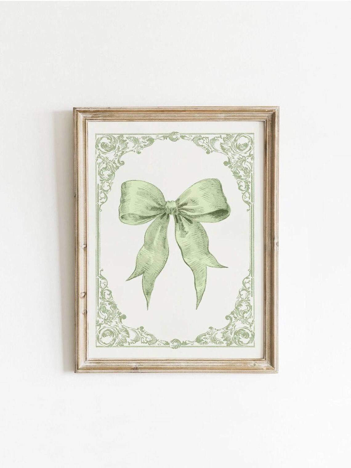 Green Coquette Bow Vintage Girly Poster Print