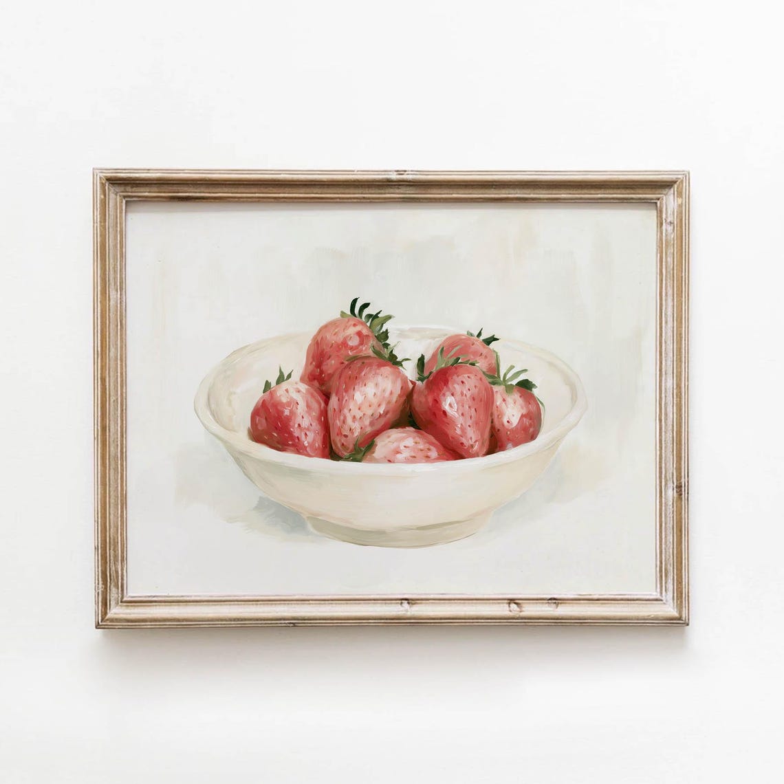 Fresh Strawberries White Bowl Vintage Cottage Kitchen Poster