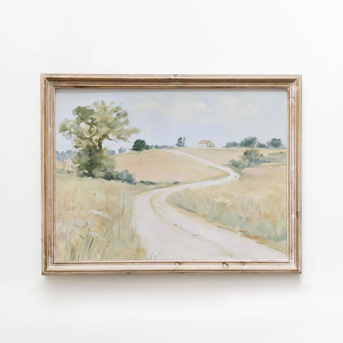 Country Road Golden Meadow Vintage Farmhouse Landscape Poster