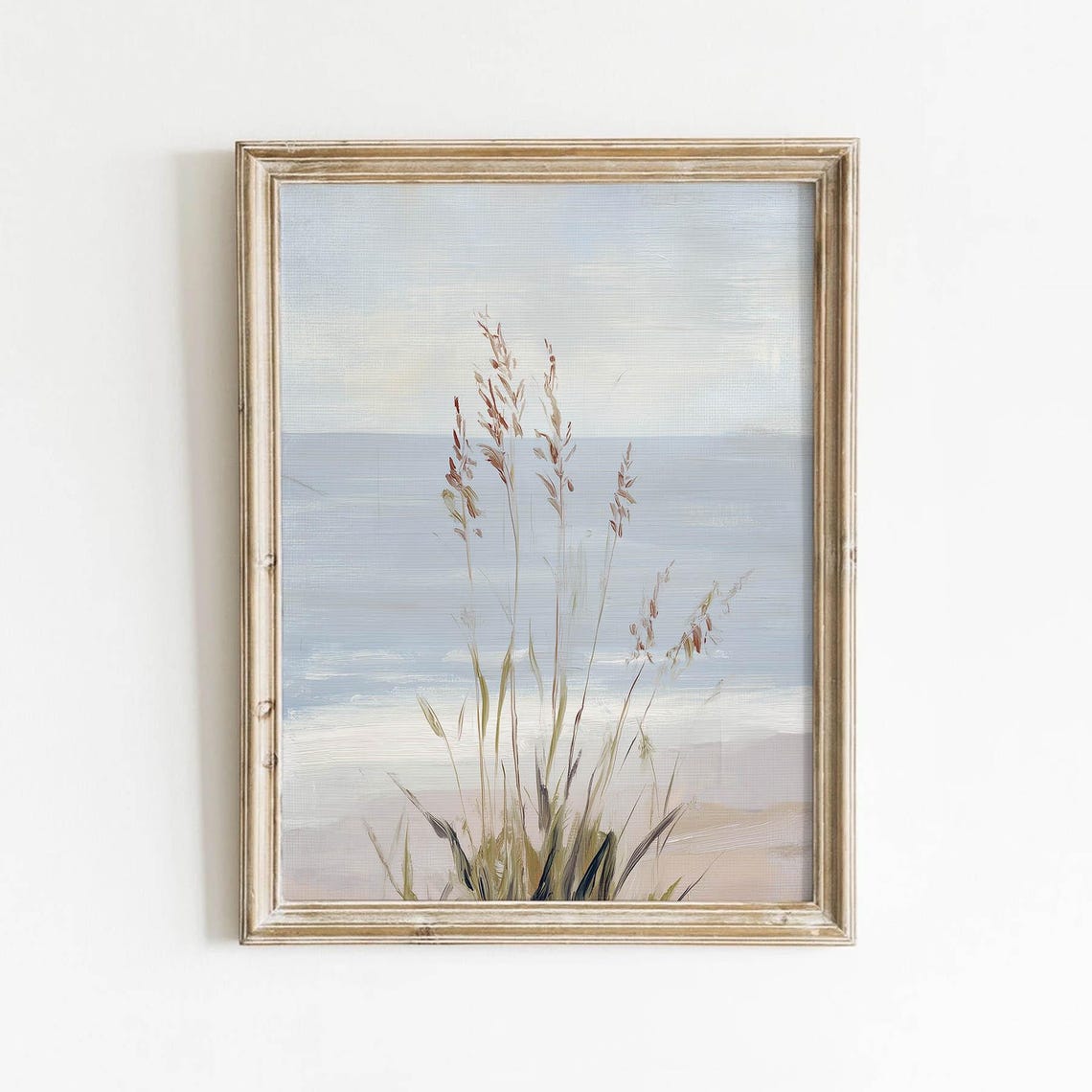 Sea Oats Dune Grass Ocean Horizon Soft Blue Beach Landscape Poster