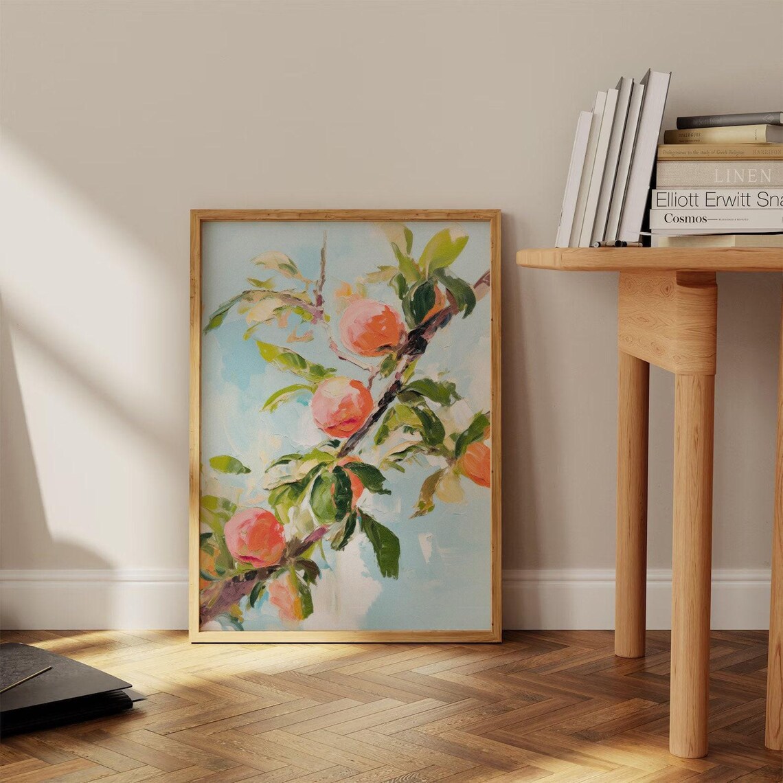 Peach Tree Painting, Farmhouse Summer Art Print