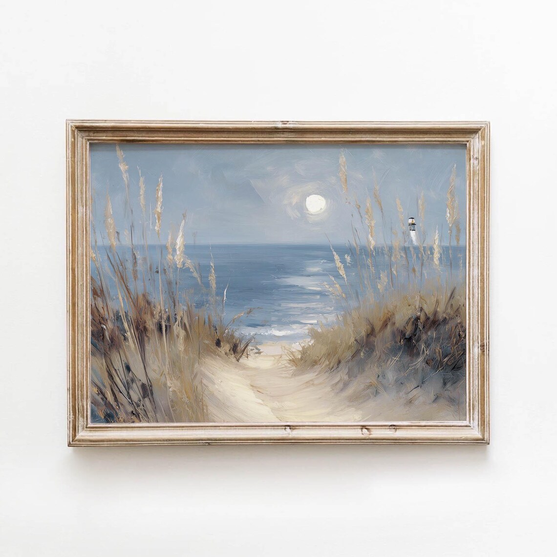 Coastal Path Lighthouse Landscape, Vintage Poster