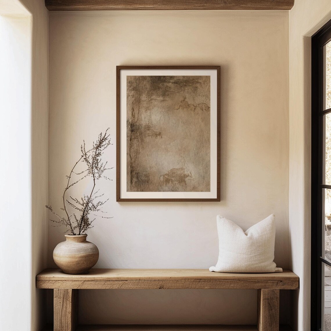 Textured Sepia Abstract Art Vintage Aged Paper Style Neutral Wall Art